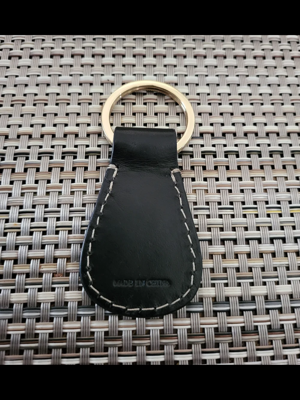 Dooney & Bourke Black Leather Key Holder with Contrast Stitching